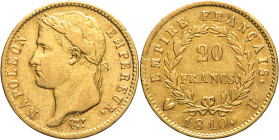 20 Franchi 1810 Torino - Mont. 26;, Varesi 149 Au R3 Ottimo esemplare con ancora freschezza del metallo 6,45g 21mm
qSPL/SPL