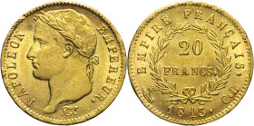 20 Franchi 1813 Genova - Mont. 100, Varesi 152; Au R4 In slab NGC MS63. Cert. n. 677161001 TOP POP NGC. Questa moneta è di gran lunga il miglior esemp...