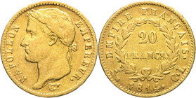 20 Franchi 1814 Genova - Mont. 101, Varesi 155; Au R5 Tiratura di soli 887 esemplari, moneta di rara apparizione sul mercato. 6,45g 21mm
BB/SPL