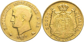20 Lire 1808 Milano - Mont. 205, Varesi 156a; Au R2 I Tipo 6,45g 21mm
BB