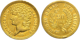 20 Lire 1813 - Mont. 476, Varesi 183a; Au R • Rami medi, ottima conservazione per il tipo di moneta 6,45g 21mm
SPL+/SPL