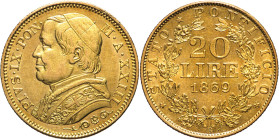 20 Lire 1869 Anno XXIII - Mont. 351, Varesi 179; Au R 6,45g 21mm
SPL