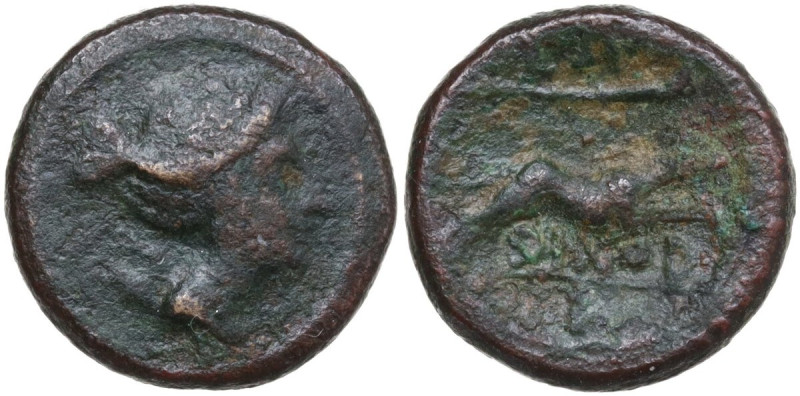 Greek Italy. Eastern Italy, Larinum. AE Semuncia, c. 210-175 BC. Obv. Bust of Ar...