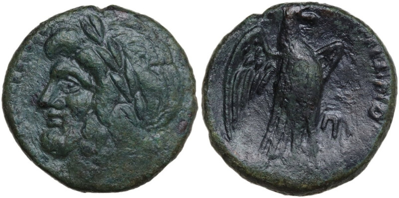 Sicily. Alontion. AE 20 mm, c. 210-180 BC. Obv. Head of Herakles left, laureate ...