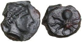 Sicily. Eryx. AE Onkia (?), c. 330-260 BC. Obv. Female head left (Aphrodite?). Rev. Octopus. HGC 2 949 (Motya). AE. 1.16 g. 11.00 mm. About EF.