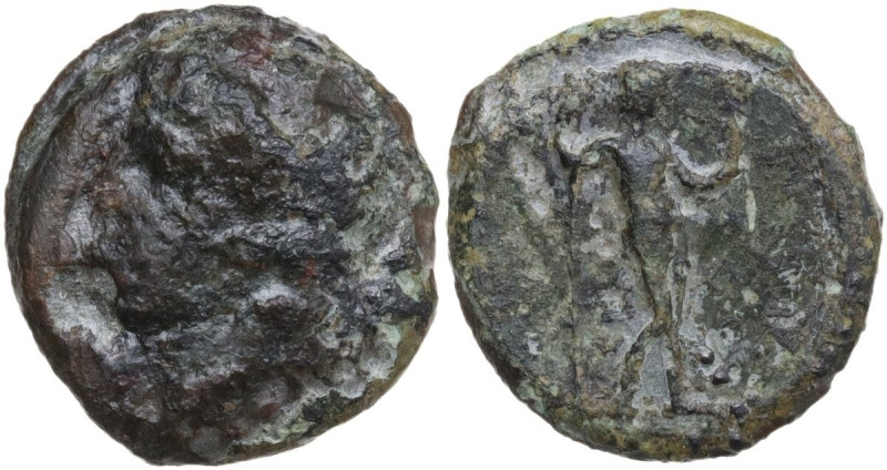 Sicily. Herbita. AE 16 mm., c. 339/8-330 BC. Obv. Female head left. Rev. Youth s...