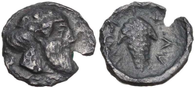 Sicily. Naxos. AR Litra, c. 461-430 BC. Obv. Wreathed head of Dionysos right. Re...