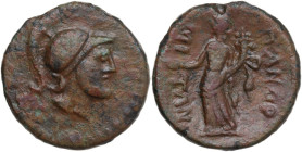 Sicily. Panormos. AE 24 mm, after 241 BC. Obv. Helmeted head of Ares right. Rev. Female figure standing left and holding patera and cornucopiae. CNS I...