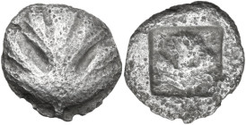 Sicily. Selinos. AR Didrachm, c. 515-470 BC. Obv. Celery leaf. Rev. Incuse square with leaf. SNG ANS 685. AR. 6.92 g. 20.50 mm. R. Rare. Rough surface...