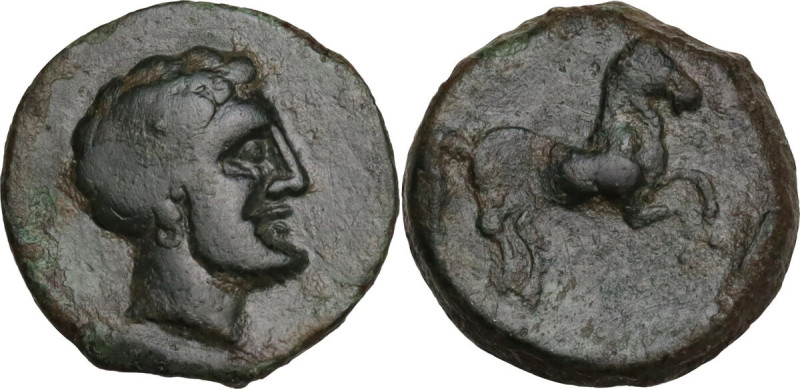 Sicily. Solus. AE 13.5 mm, late 4th-early 3rd centuries BC. Obv. Bearded male he...