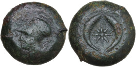 Sicily. Syracuse. Timoleon and the Third Democracy (344-317 BC). AE Litra, 344-317 BC. Obv. Head of Athena left, wearing Corinthian helmet. Rev. Two d...