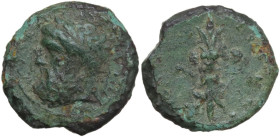 Sicily. Syracuse. Timoleon and the Third Democracy (344-317 BC). AE 17.50 mm. Timoleontic Symmachy coinage. 1st series, c. 344-339/8 BC. Obv. ΙΕΥΣ ΕΛΕ...