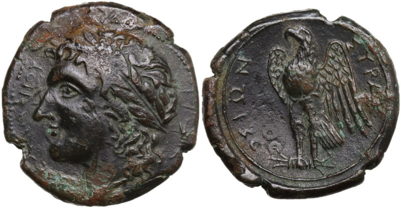 Sicily. Syracuse. Hiketas II (287-278 BC). AE 24 mm. Obv. ΔΙΟΣ ΕΛΛΑΝΙΟΥ. Laureat...