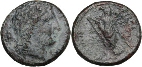 Sicily. Syracuse. Hiketas II (287-278 BC). AE Litra. Struck circa 282-278 BC. Obv. ΔΙΟΣ ΕΛΛΑΝΙΟΥ. Head of Zeus Hellanios right, wearing laurel wreath;...