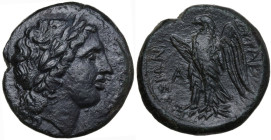 Sicily. Syracuse. Hiketas II (287-278 BC). AE Litra. Struck circa 282-278 BC. Obv. ΔΙΟΣ ΕΛΛΑΝΙΟΥ. Head of Zeus Hellanios right, wearing laurel wreath....