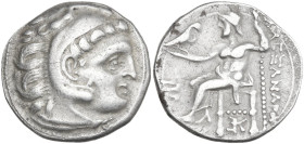Continental Greece. Kings of Macedon. Alexander III 'the Great' (336-323 BC). AR Drachm, Kolophon mint. Obv. Head of Herakles right, wearing lion's sk...
