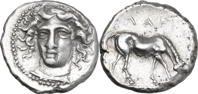 Continental Greece. Thessaly, Larissa. AR Drachm, 395-344 BC. Obv. Head of nymph...