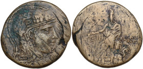 Greek Asia. Paphlagonia, Sinope. Mithradates VI Eupator (120-63 BC). AE 31 mm. Obv. Head of Athena right, wearing richly decorated helmet. Rev. Perseu...