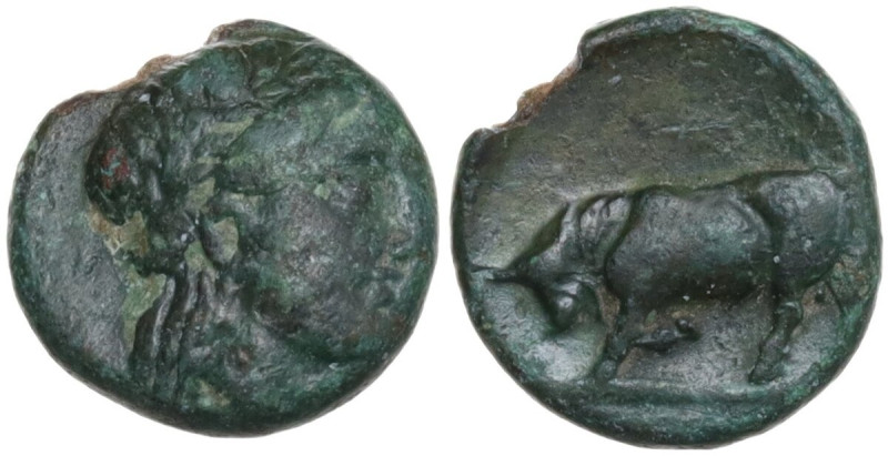 Greek Asia. Mysia, Gambreion. AE 9 mm, c. 350 BC. Obv. Laureate head of Apollo r...