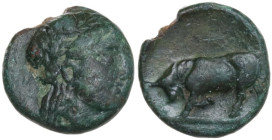 Greek Asia. Mysia, Gambreion. AE 9 mm, c. 350 BC. Obv. Laureate head of Apollo right. Rev. Bull butting left. SNG Cop. 156. AE. 0.94 g. 9.00 mm. Lovel...