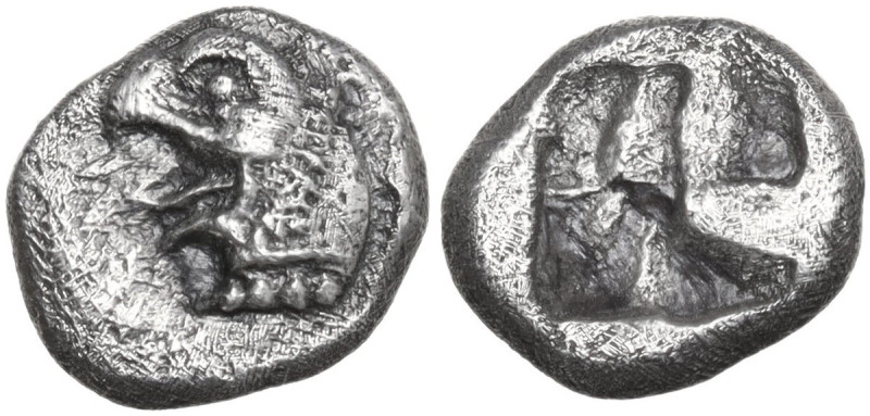 Greek Asia. Ionia, Phokaia. AR Diobol, c. 500 BC. Obv. Head of griffin left. Rev...