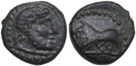 Greek Asia. Pisidia, Komana. AE 13 mm, 1st century BC. Obv. Laureate head of Zeus right. Rev. Boar left; below, KO. SNG Pfälzer 249; SNG Turkey 6, 327...