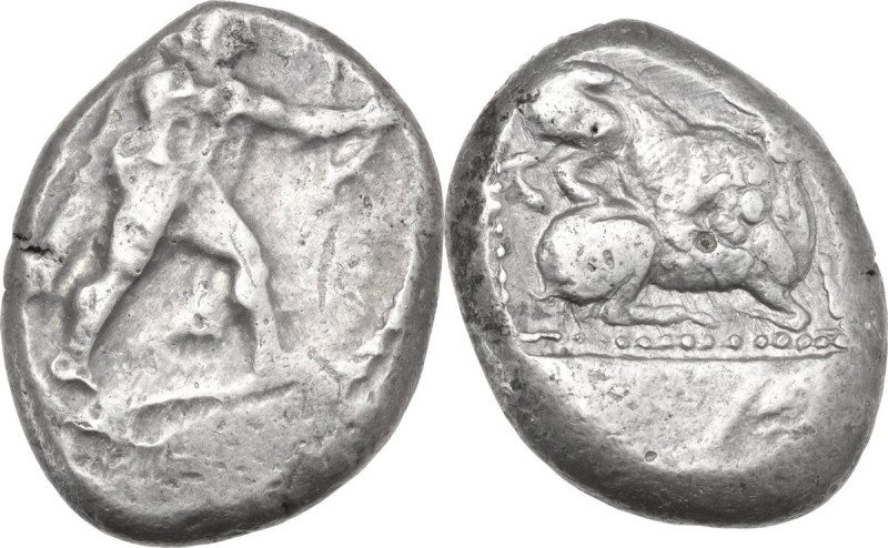 Greek Asia. Cyprus, Kition. Baalmelek II. AR Stater, c. 425-400 BC. Obv. Herakle...