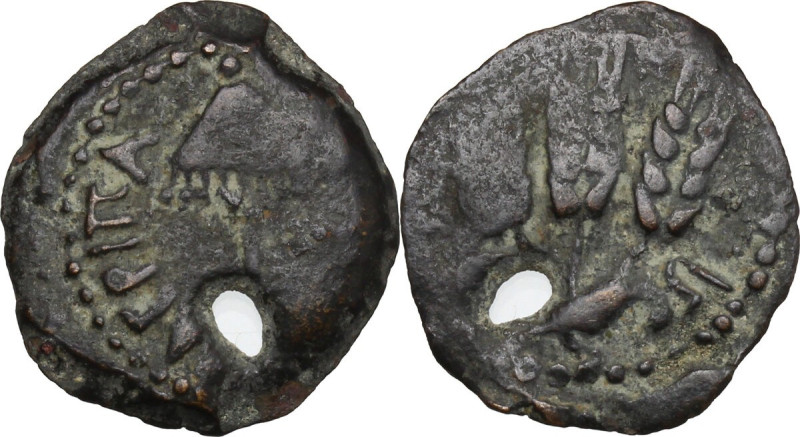Greek Asia. Judaea. Agrippa I (37-44). AE Prutah, year 6 (41/42). Jerusalem mint...