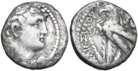 Greek Asia. Phoenicia, Tyre. AR Half Shekel. Obv. Laureate head of Melkart right, lion skin around neck. Rev. Eagle standing left on prow; to left, cl...