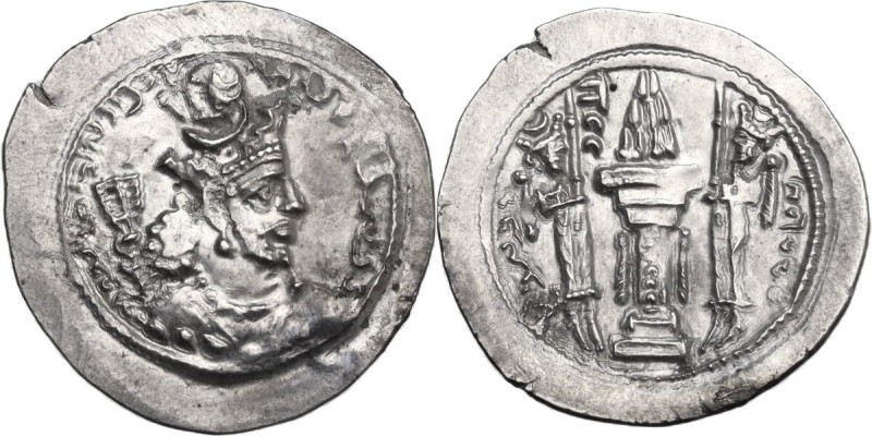 Sasanian Kings. Varhran V (420-438). AR Drachm. AS mint, year unsigned. Obv. Bus...