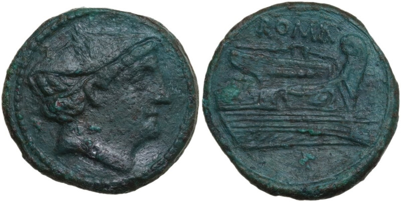 Anonymous. AE Semuncia, 217-215 BC. Obv. Head of Mercury right, wearing winged p...
