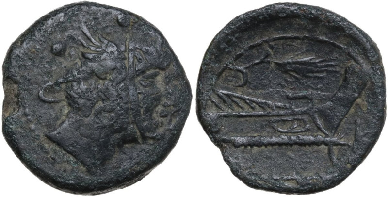 Corn-ear and KA series. AE Sextans, c. 207-206 BC, Sicily. Obv. Head of Mercury ...