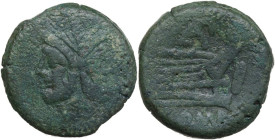 PAE series. AE As, c. 169-158 BC. Obv. Laureate head of Janus; above, mark of value I. Rev. Prow right; above, PAE ligate; before, I; below, ROMA. Cr....
