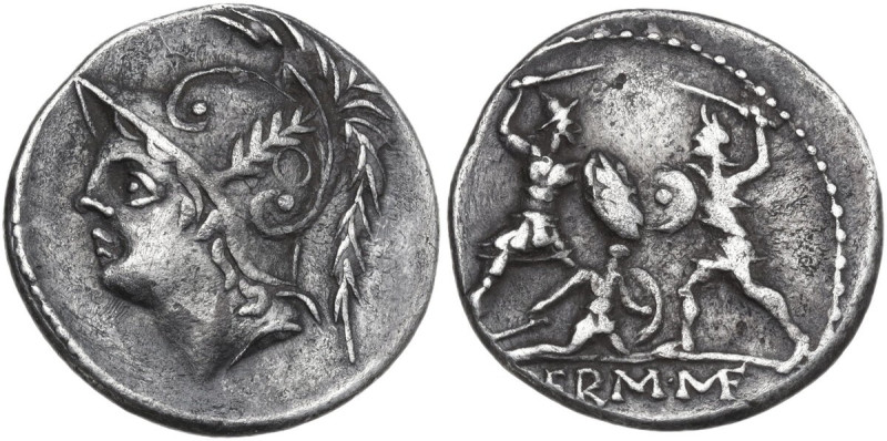 Q. Thermus M.f. AR Denarius, 103 BC. Obv. Helmeted head of Mars left. Rev. Roman...