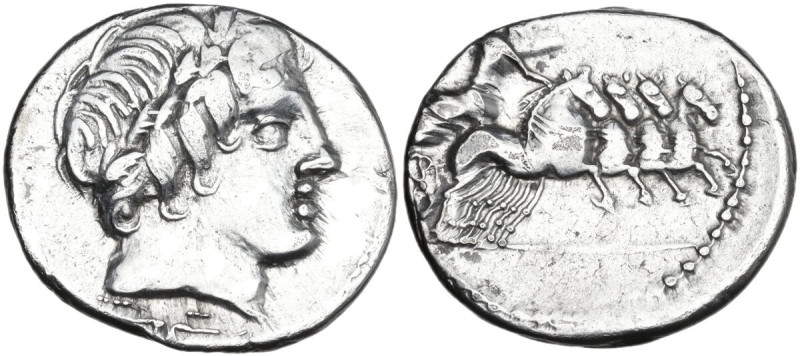 Gargilius, Ogulnius and Vergilius. AR Denarius, 86 BC. Obv. Laureate head of Apo...