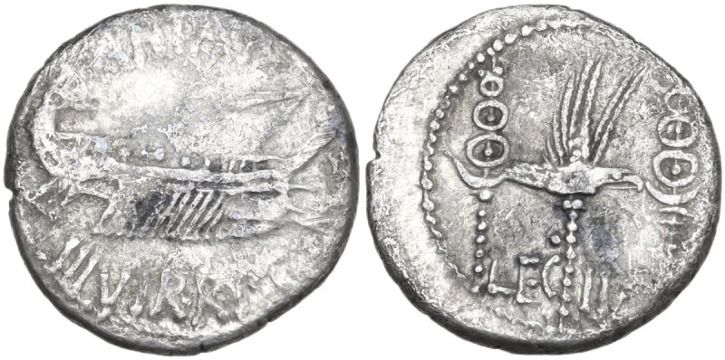 Mark Antony. AR Denarius, mint moving with Marcus Antonius, 32-31 BC. Obv. Praet...