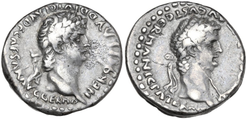 Nero with Divus Claudius (54-68). AR Didrachm, Caesarea-Eusebia mint, Cappadocia...