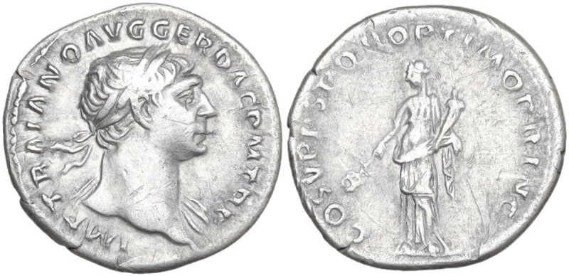 Trajan (98-117). AR Denarius, Rome mint, 103-111. Obv. IMP TRAIANO AVG GER DAC P...