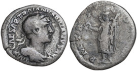 Hadrian (117-138). AR Quinarius, 119-122. Obv. Laureate, draped and cuirassed bust right. Rev. Victory standing left holding wreath and palm-branch. R...
