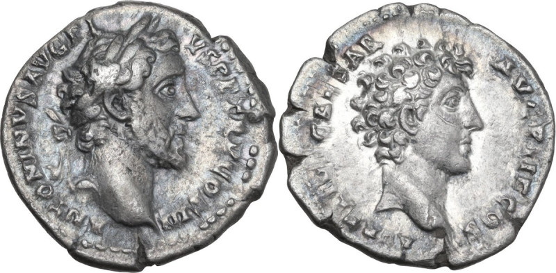 Antoninus Pius with Marcus Aurelius as Caesar (139-161). AR Denarius. Struck 140...