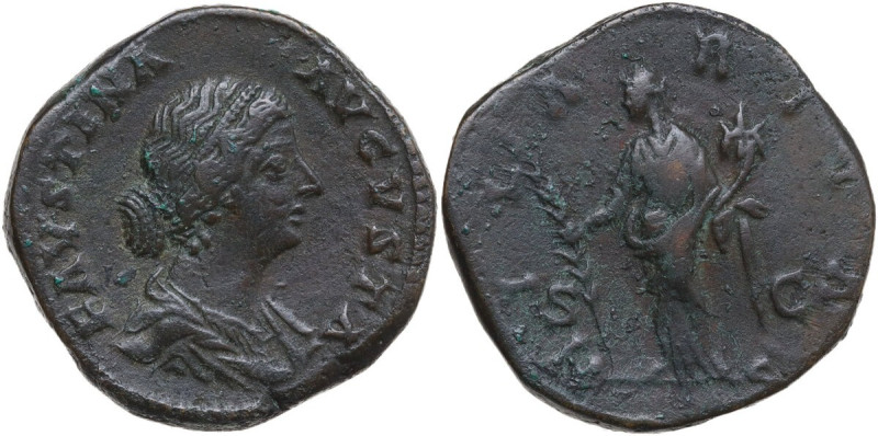 Faustina II, wife of Marcus Aurelius (died 176 AD). AE Sestertius. Obv. Draped b...