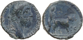 Commodus (177-193). AE As, Rome mint, 190 AD. Obv. M COMM ANT P FELIX AVG BRIT P P. Head of Commodus, laureate, right. Rev. COL L AN COM P M TR P XV I...