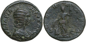 Julia Domna (died 217 AD). AE As, Rome mint, 211-217. Obv. IVLIA PIA FELIX AVG. Bust of Julia Domna, hair elaborately waved in ridges and turned up lo...