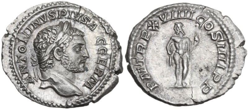 Caracalla (198-217). AR Denarius, Rome mint, 216 AD. Obv. ANTONINVS PIVS AVG GER...