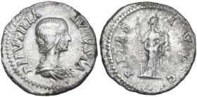 Plautilla, wife of Caracalla (died 212 AD). AR Denarius. Obv. Draped bust right. Rev. Pietas standing right,holding sceptre and child. RIC IV (Carac.)...