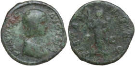 Plautilla, wife of Caracalla (died 212 AD). AE As, Rome mint, 202-204. Obv. PLAVTILLA AVGVSTA. Bust of Plautilla, hair coiled in ridges, fastened in b...