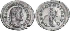 Maximinus I (235-238). AR Denarius, Rome mint, 236-238. Obv. MAXIMINVS PIVS AVG GERM. Bust of Maximinus I, laureate, draped, cuirassed, right. Rev. PR...