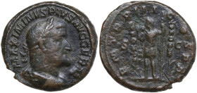 Maximinus I (235-238). AE As, Rome mint, 237 AD. Obv. MAXIMINVS PIVS AVG GERM. Bust of Maximinus I, laureate, draped, cuirassed, right. Rev. P M TR P ...