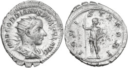 Gordian III (238-244). AR Antoninianus, Rome mint, 241-243. Obv. IMP GORDIANVS PIVS FEL AVG. Bust of Gordian III, radiate, draped, cuirassed, right. R...
