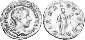 Gordian III (238-244). AR Denarius, Rome mint, 241 AD. Obv. IMP GORDIANVS PIVS FEL AVG. Bust of Gordian III, laureate, draped, cuirassed, right. Rev. ...
